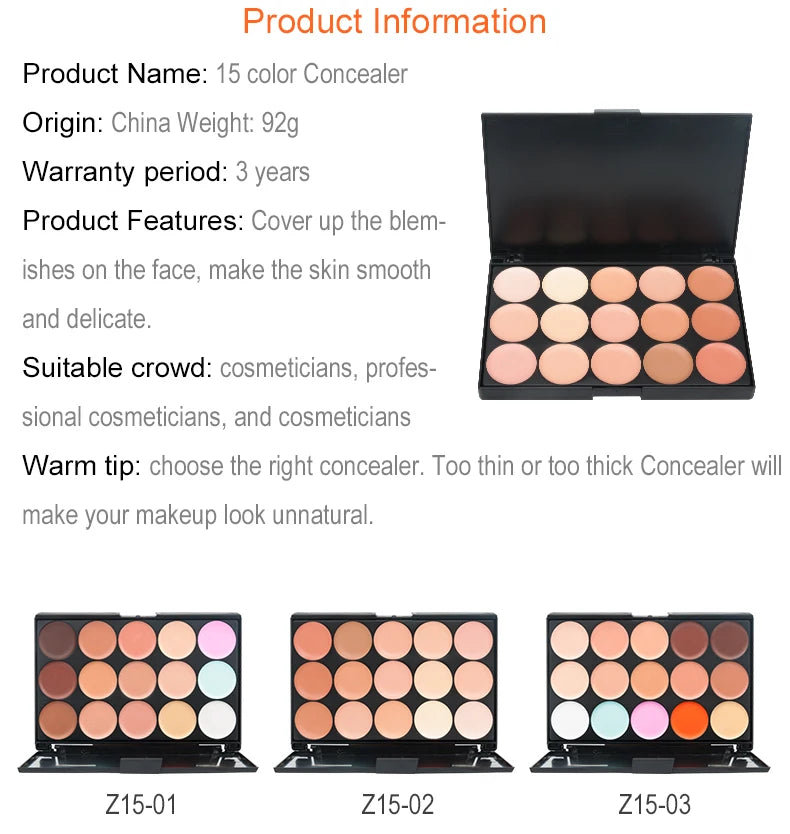 15 Colors Face Concealer Camouflage Cream