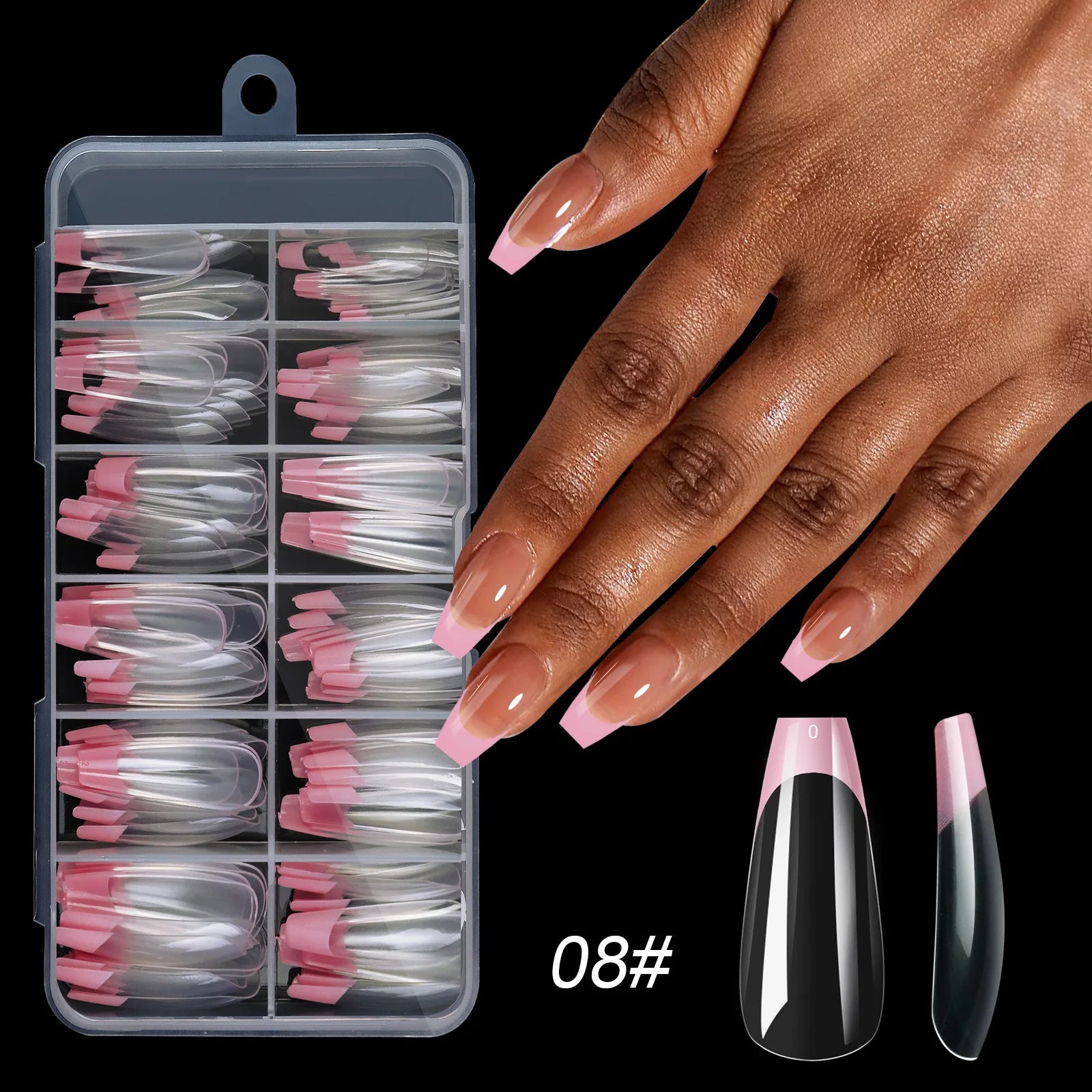 Acrylic French Nails Medium Length Square