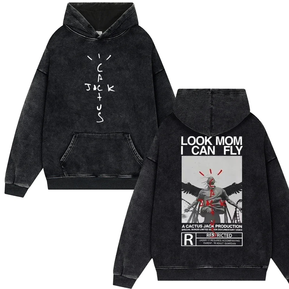 Travis Scott Look Mom I Can Fly Vintage Washed Hoodies