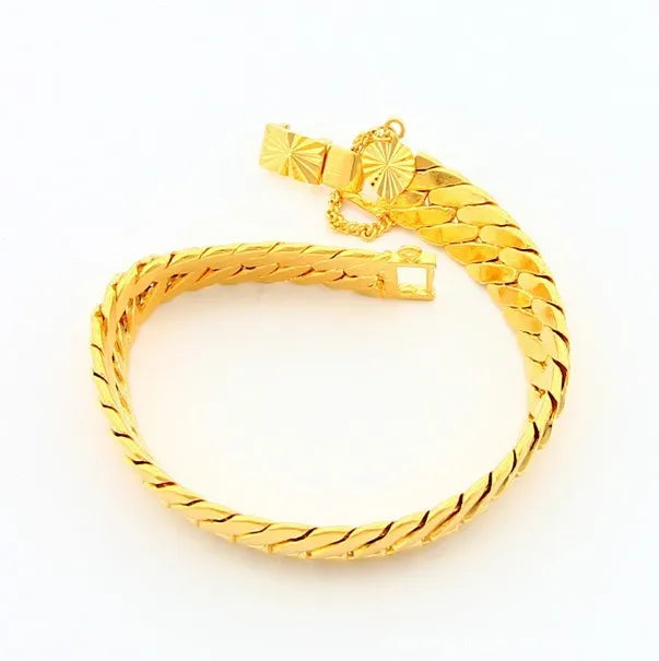 Luxury 24K 9999 Pure Gold real gold Aggressive Men's Bracelet