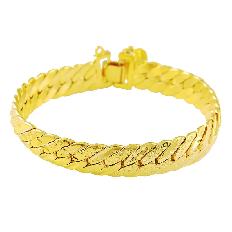 Luxury 24K 9999 Pure Gold real gold Aggressive Men's Bracelet