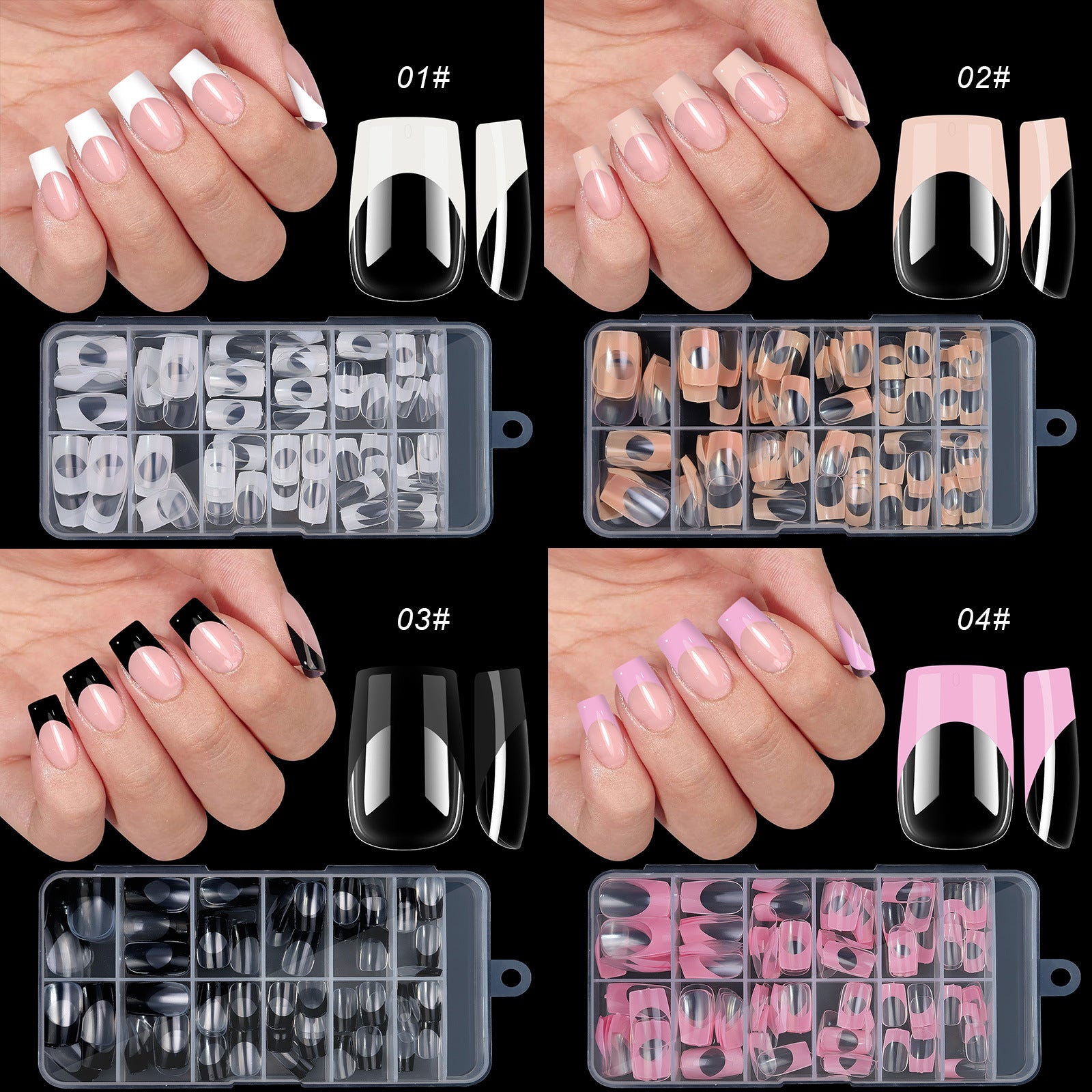 Acrylic French Nails Medium Length Square