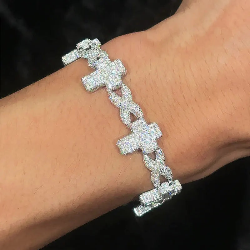 Unisex Moissanite Cross Bracelet