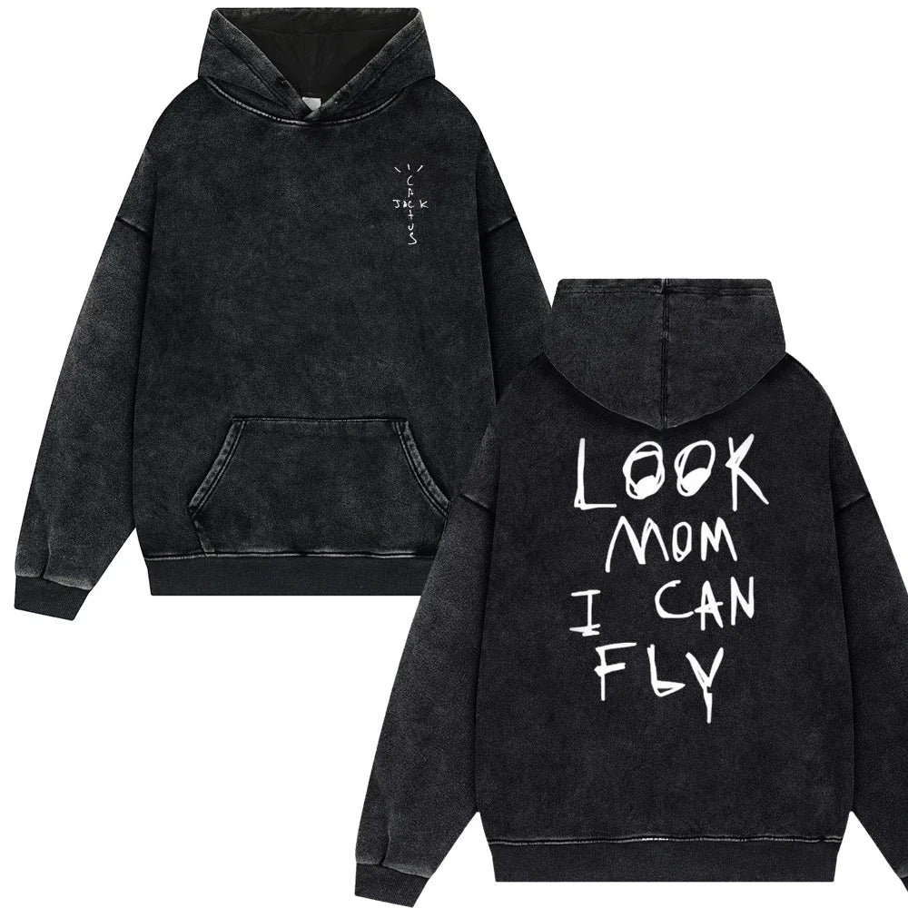 Travis Scott Look Mom I Can Fly Vintage Washed Hoodies