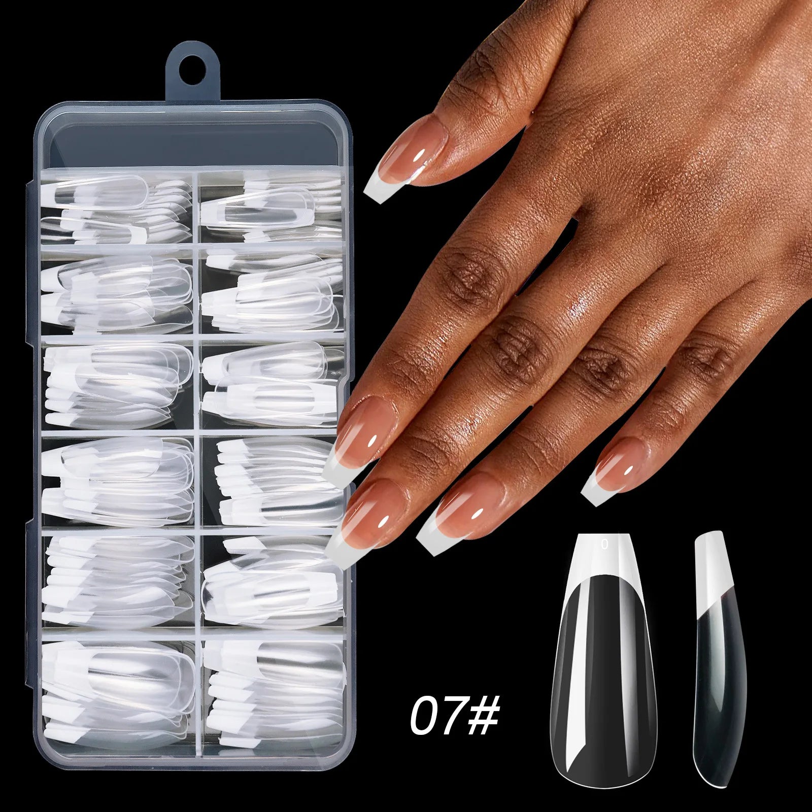 Acrylic French Nails Medium Length Square