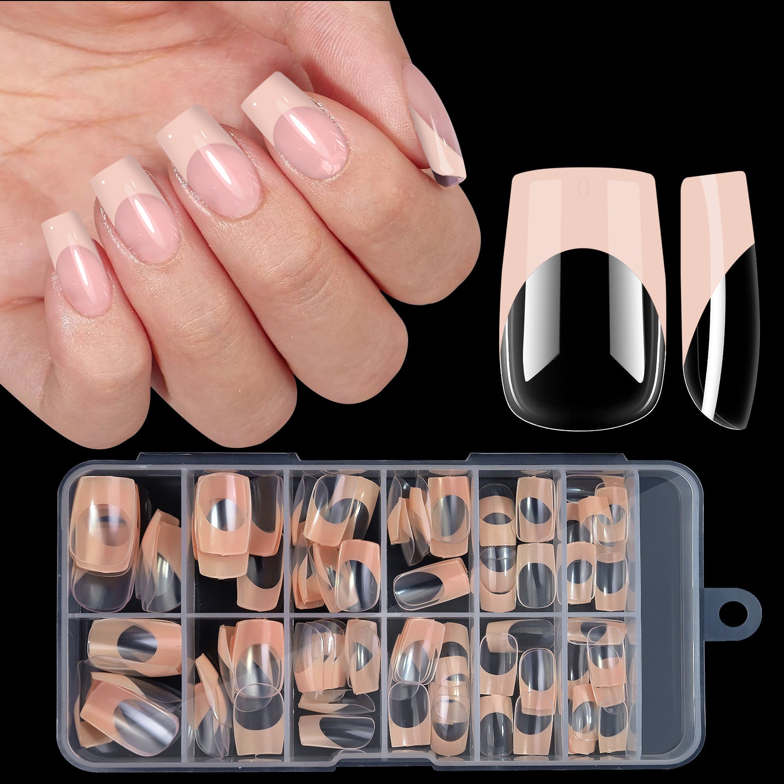 Acrylic French Nails Medium Length Square