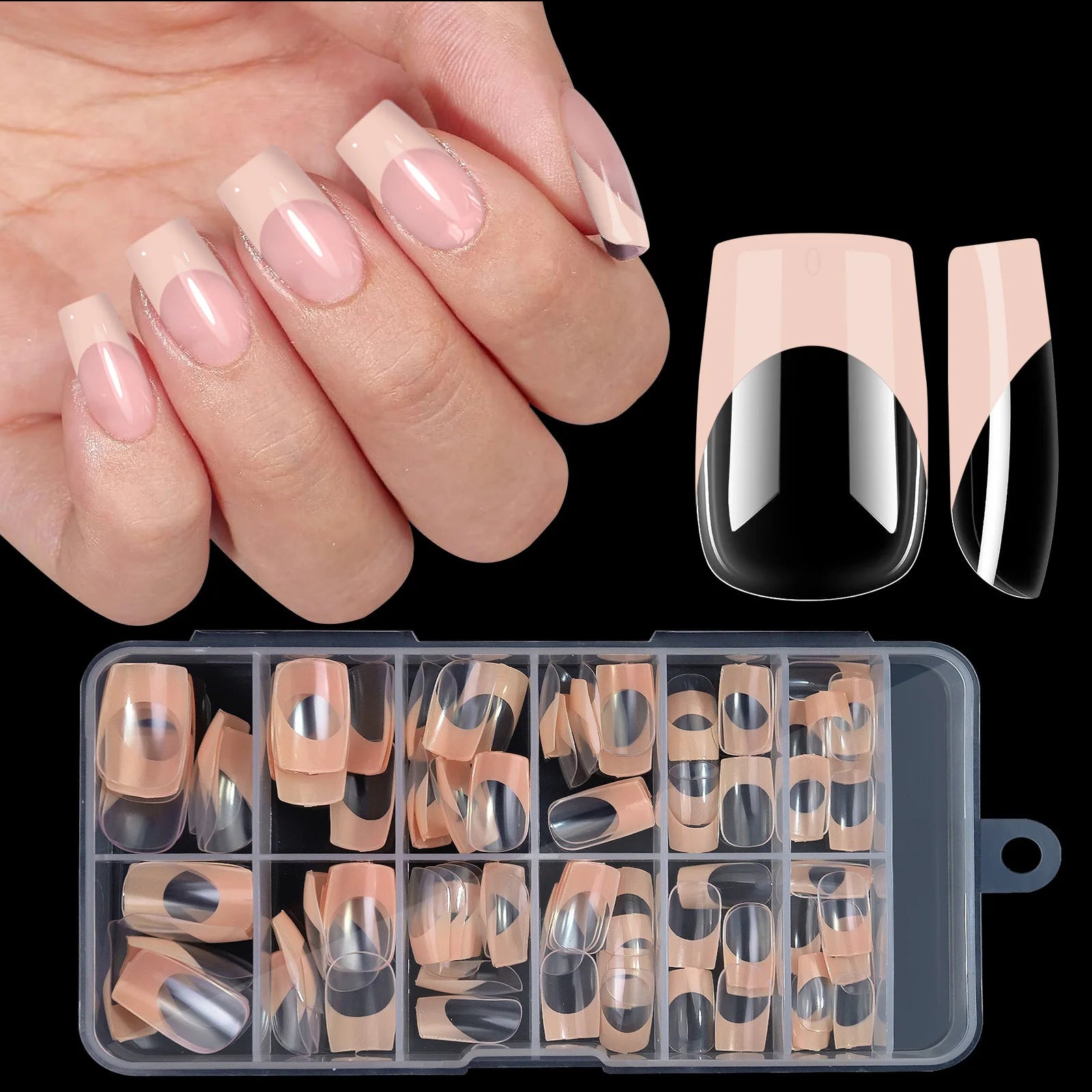 Acrylic French Nails Medium Length Square