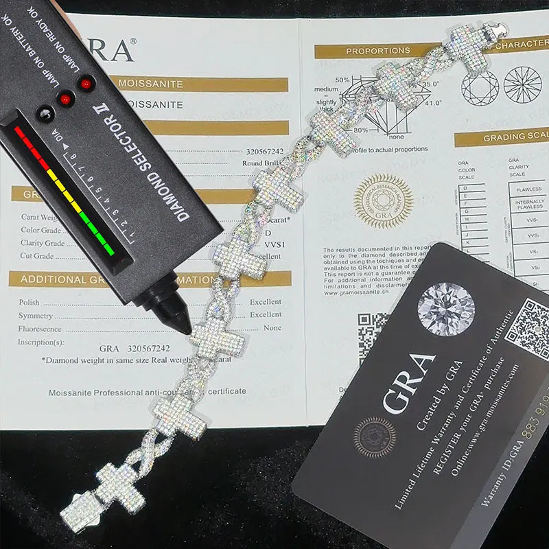 Unisex Moissanite Cross Bracelet