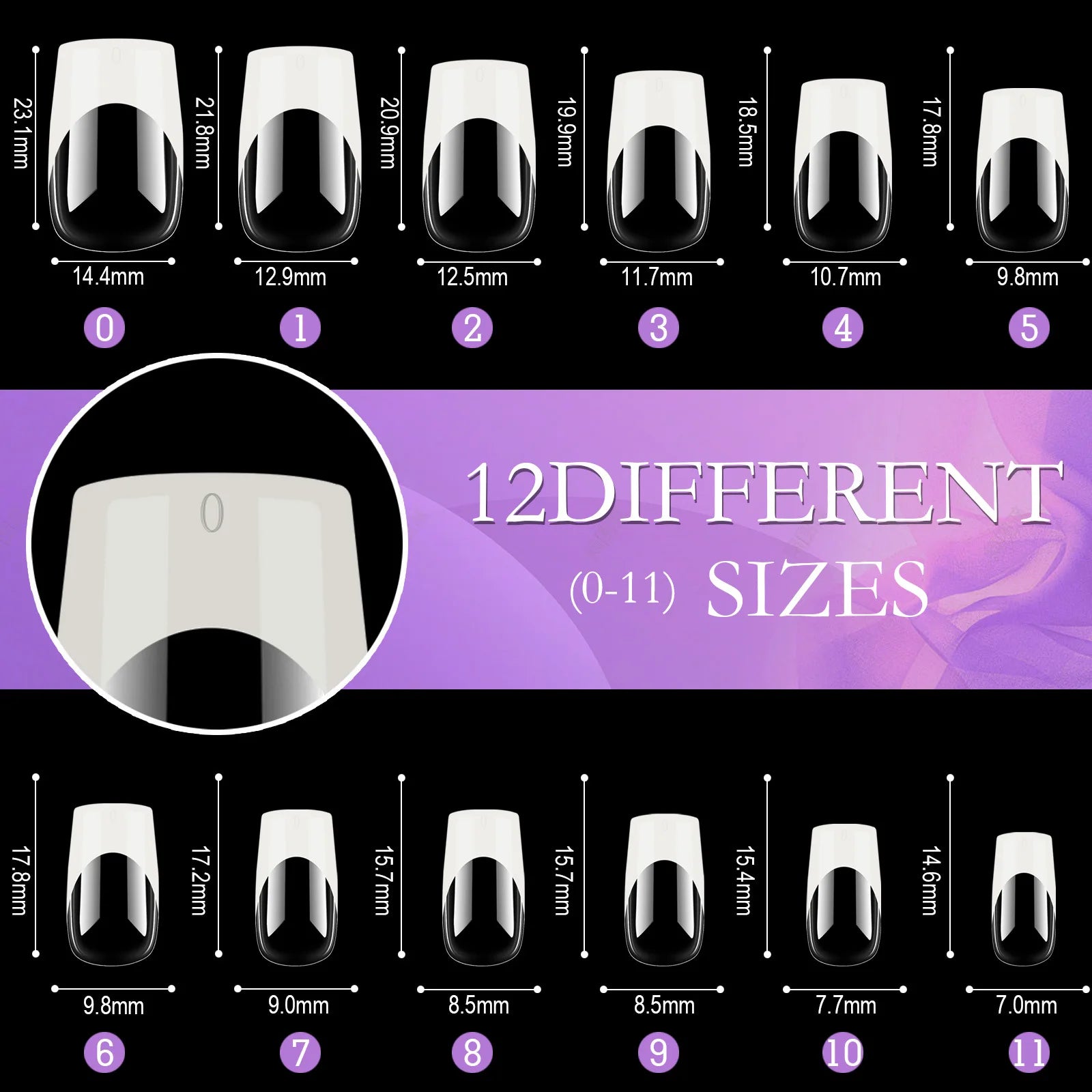 Acrylic French Nails Medium Length Square