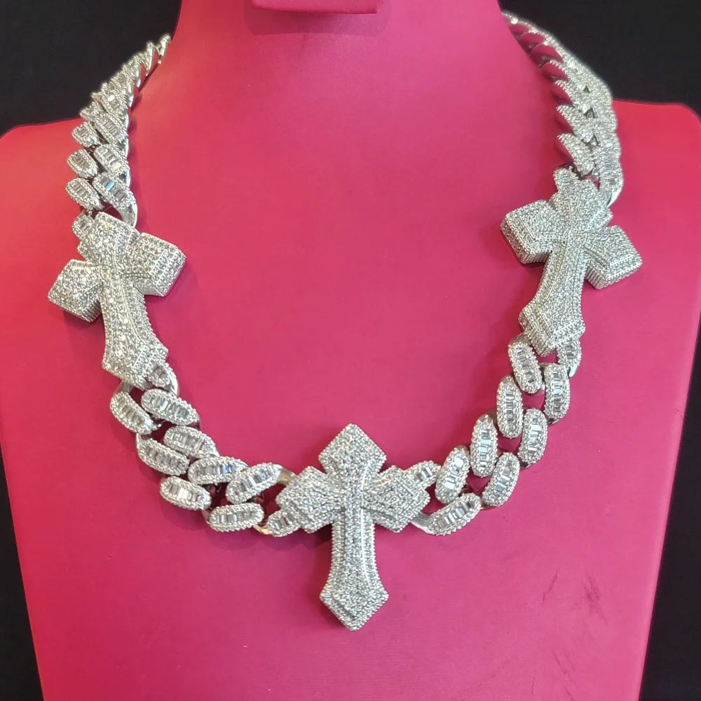 Punk Style Big Cross Cuban Chain