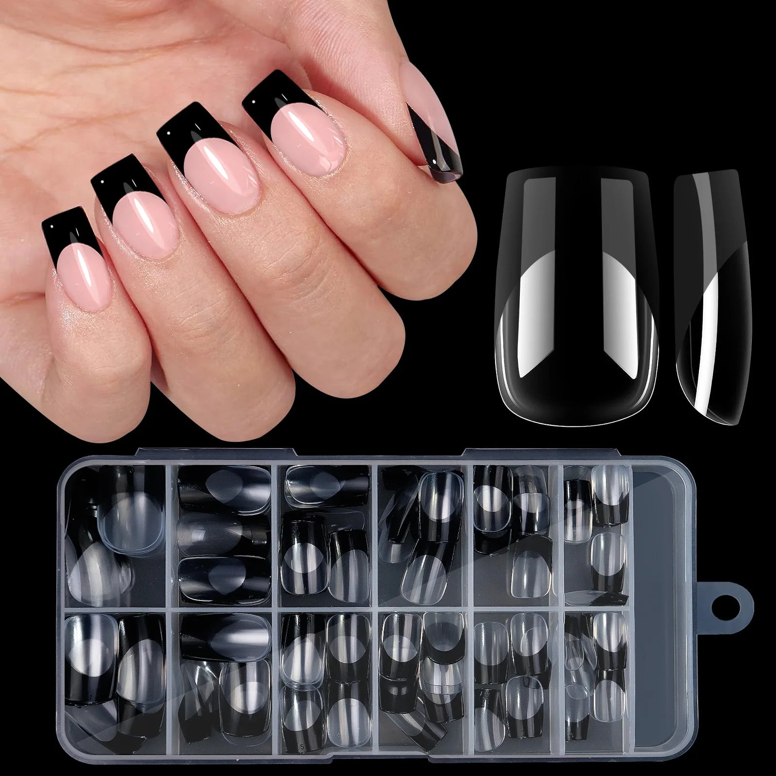 Acrylic French Nails Medium Length Square