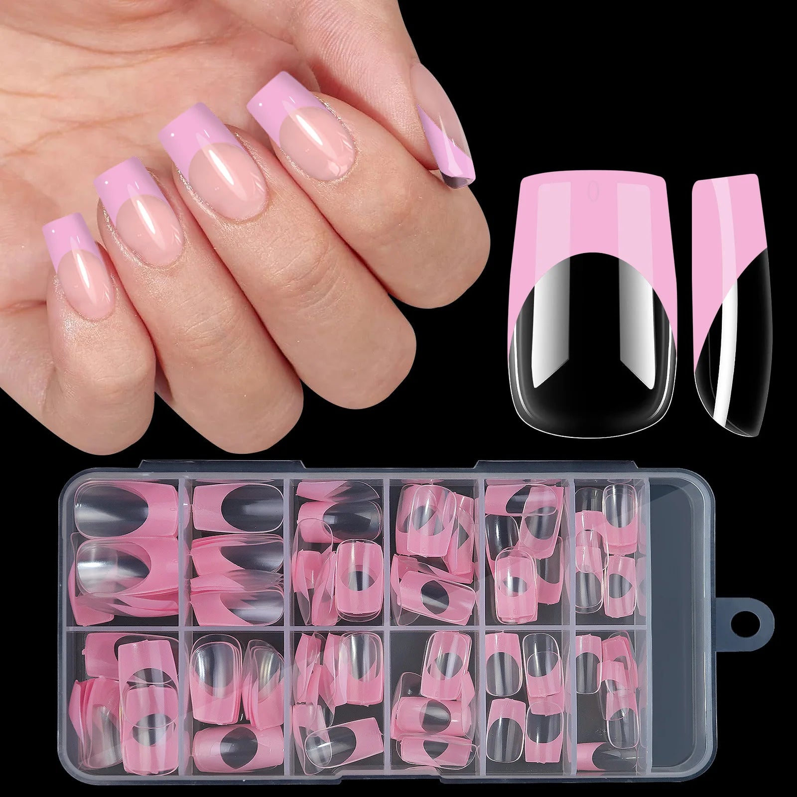 Acrylic French Nails Medium Length Square