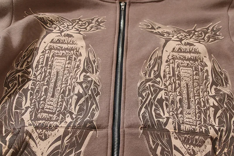 Travis Scott UTOPIA Street Mud Dye Embossed Print Fleece Hoodie