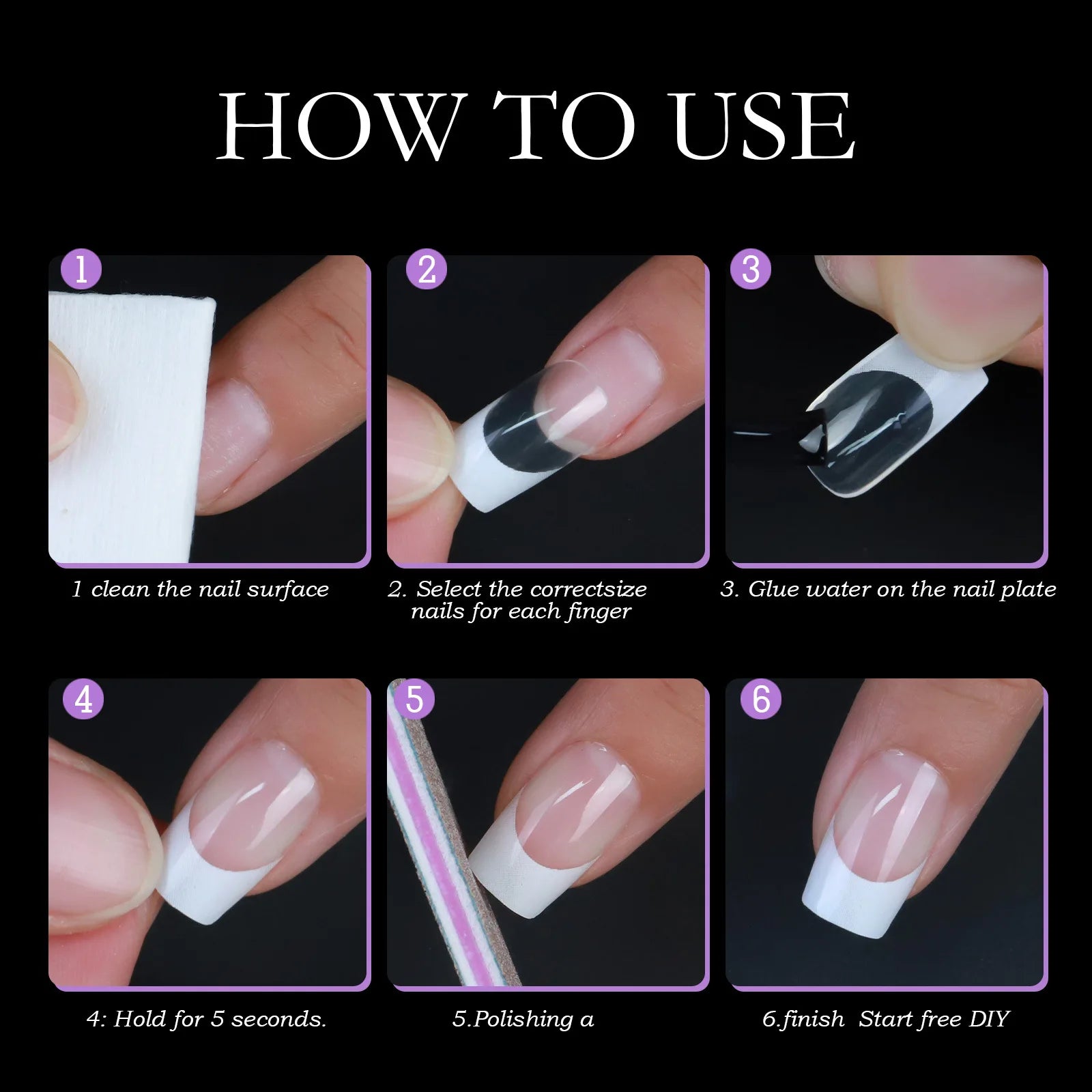 Acrylic French Nails Medium Length Square