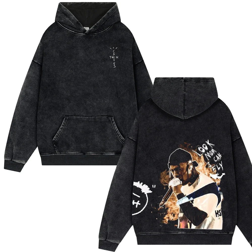 Travis Scott Look Mom I Can Fly Vintage Washed Hoodies