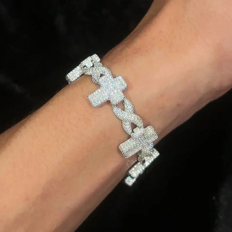 Unisex Moissanite Cross Bracelet