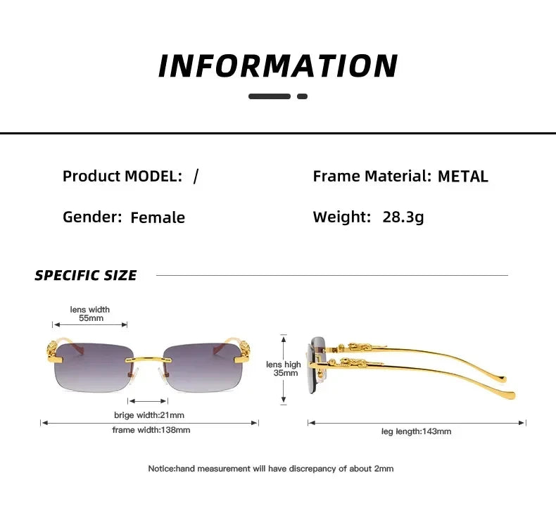 Women's Square Rimless Sunglasses
