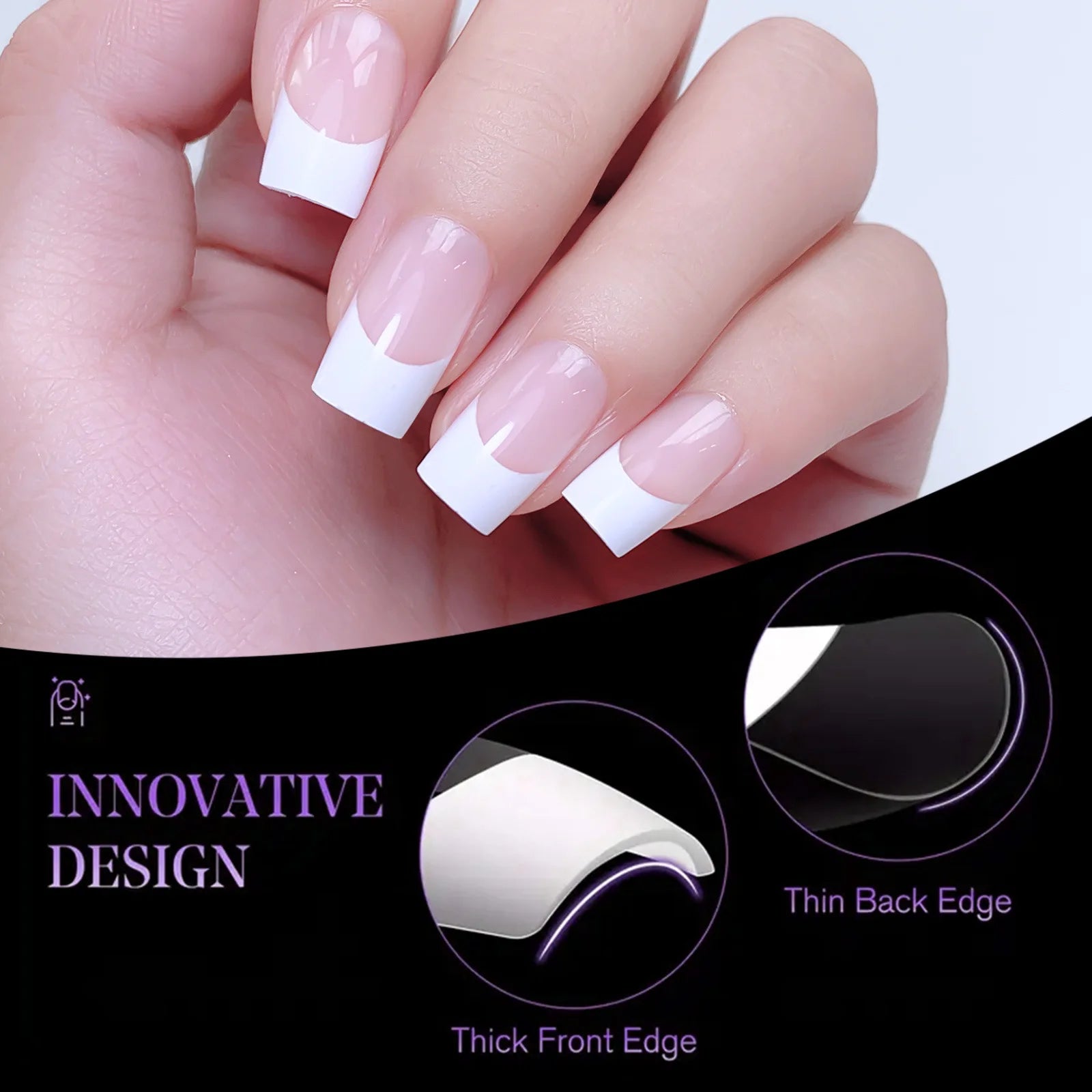 Acrylic French Nails Medium Length Square