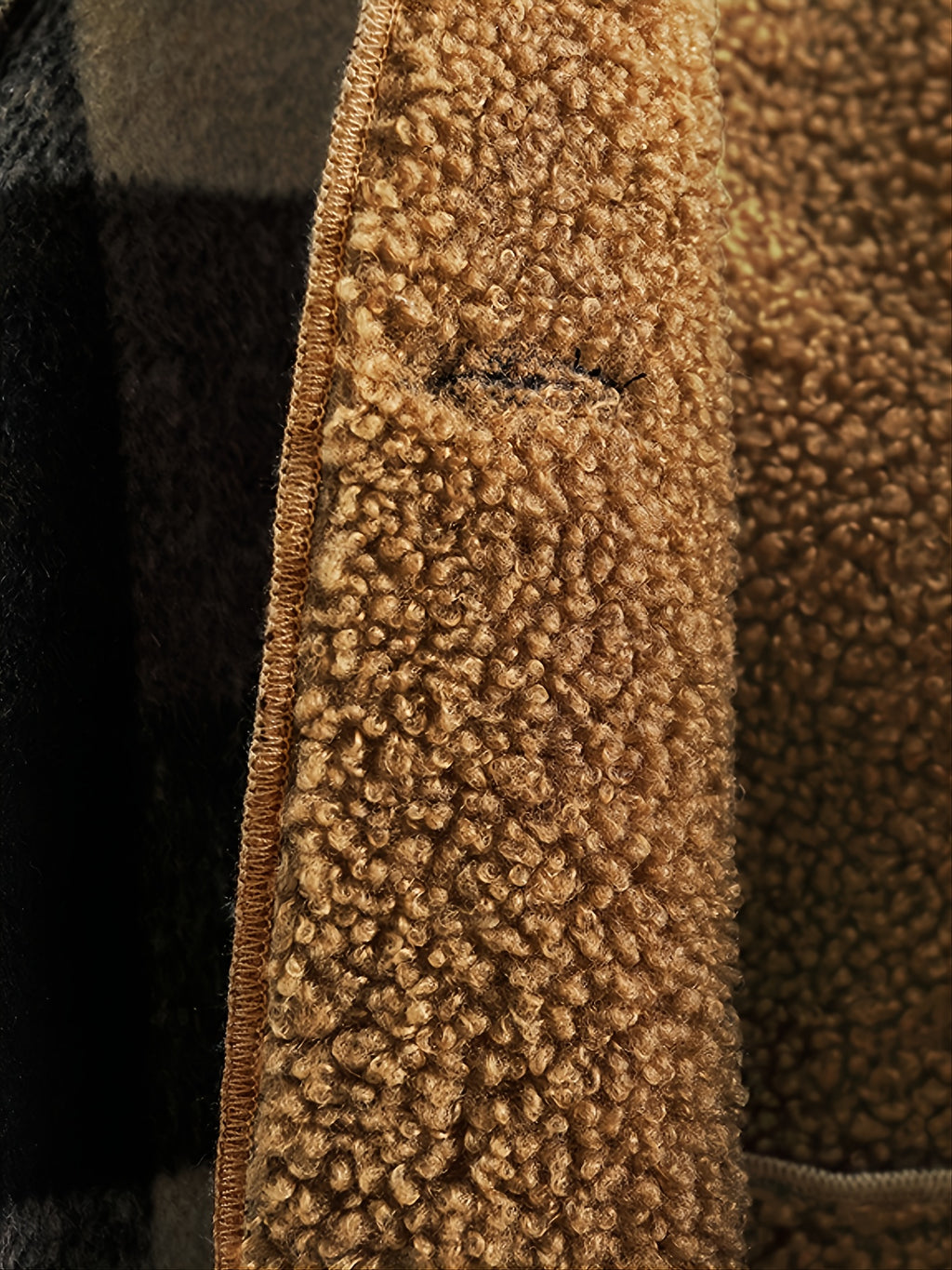 Boys Long Sleeve Plaid Fleece-Lined Jacket with Button Front & Pockets