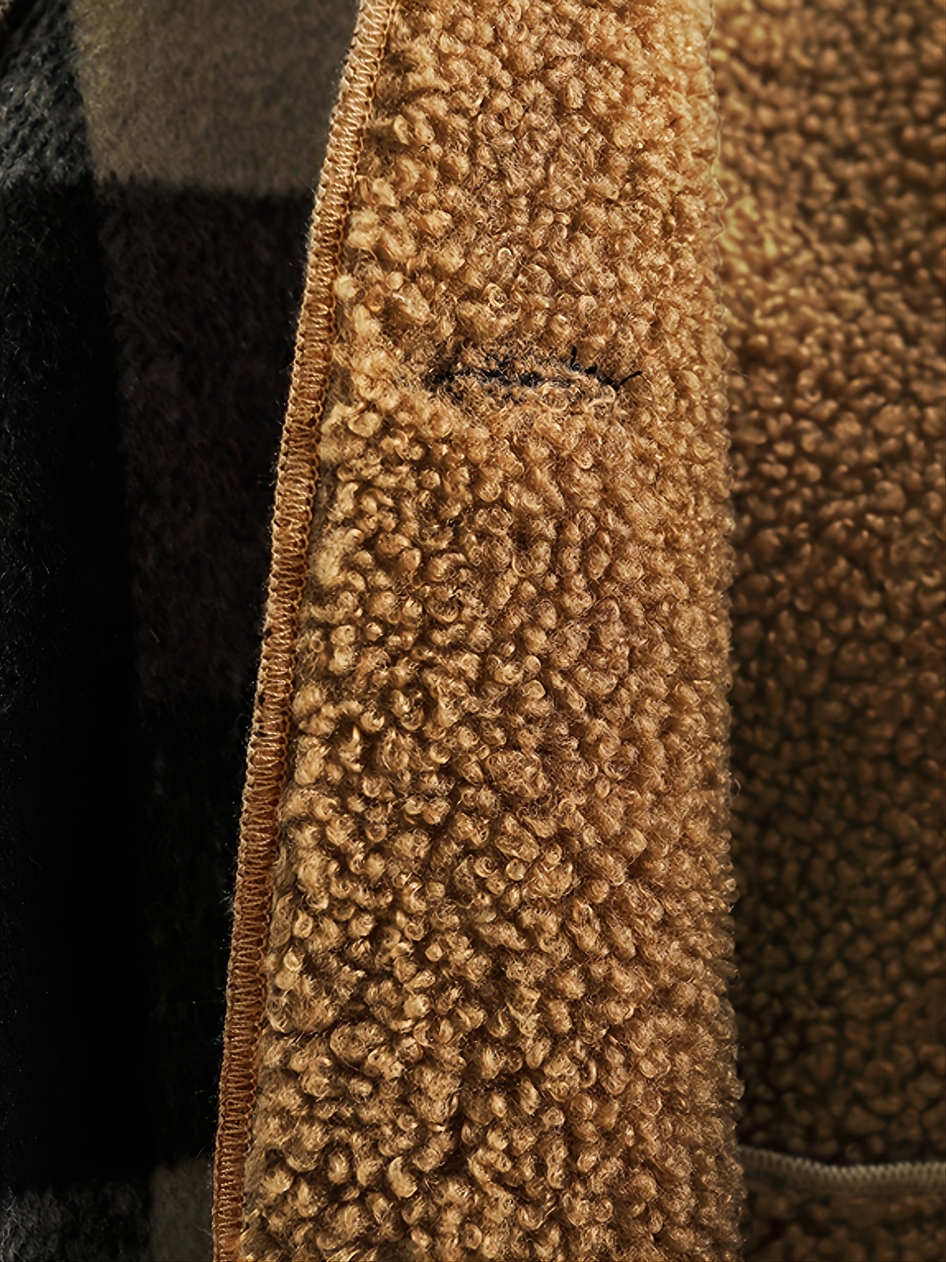 Boys Long Sleeve Plaid Fleece-Lined Jacket with Button Front & Pockets