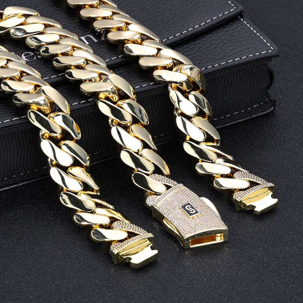14K Gold Plated Thick Solid Monaco Bracelet