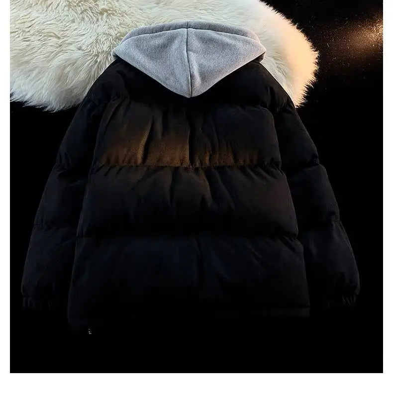 Oversize Letter Embroidered Hooded Cotton Jacket