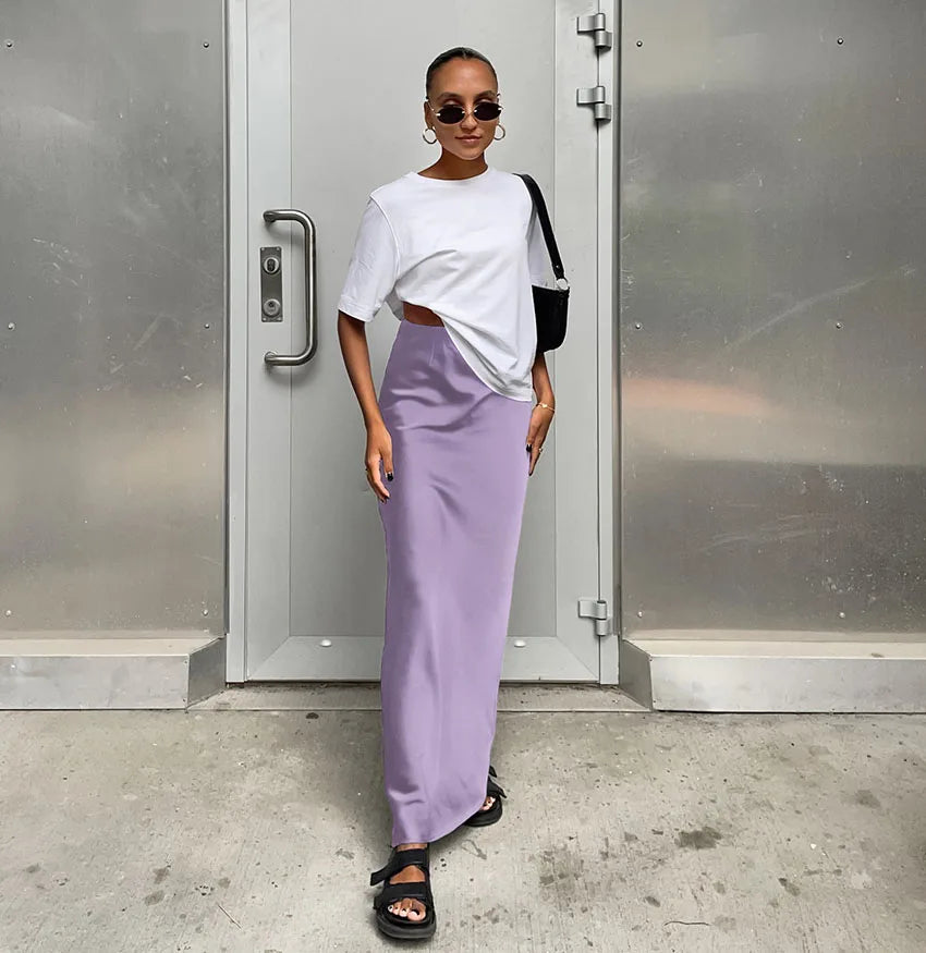 Elegant Satin Black Trumpet Skirts