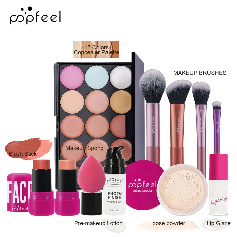 POPFEEL All In One Makeup Kit Eyeshadow Powder Lip-gloss Lipoil