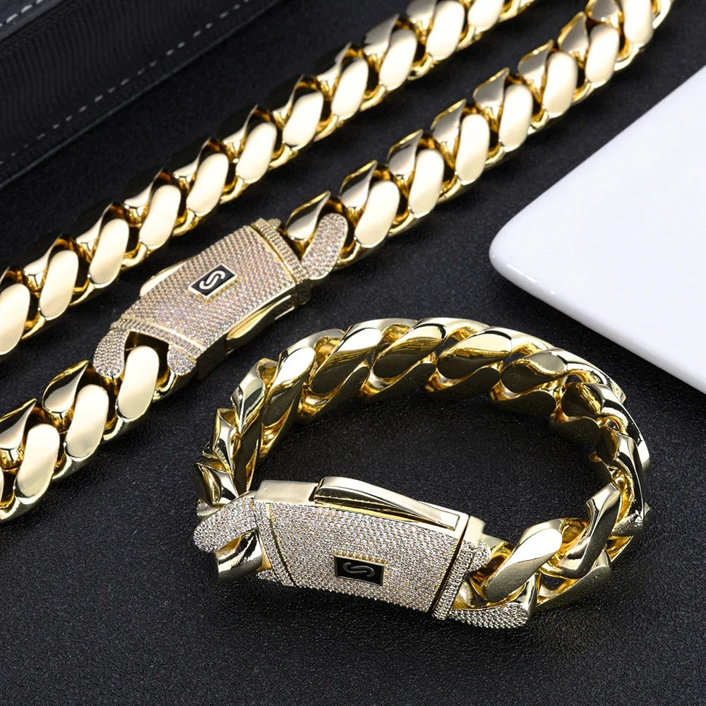 14K Gold Plated Thick Solid Monaco Bracelet