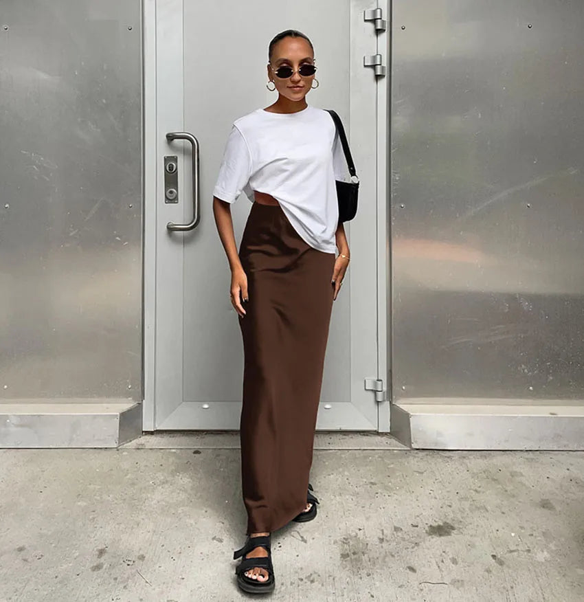 Elegant Satin Black Trumpet Skirts