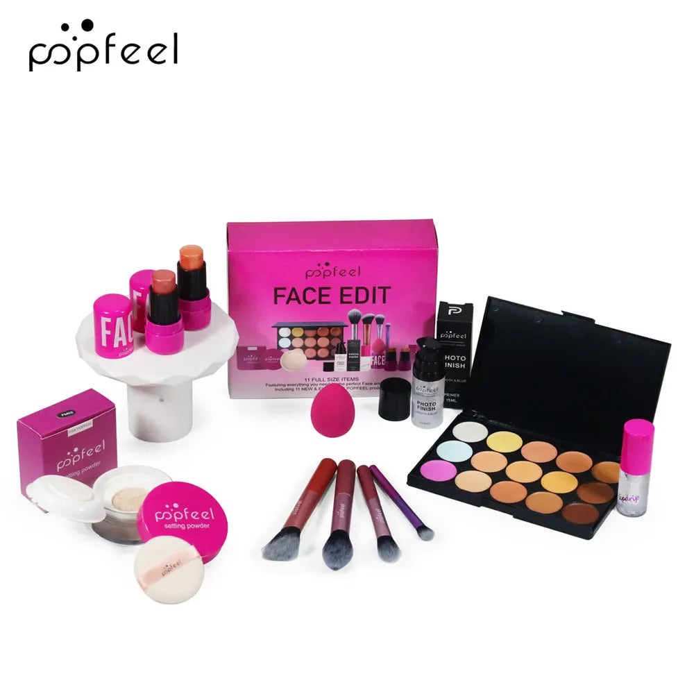 POPFEEL All In One Makeup Kit Eyeshadow Powder Lip-gloss Lipoil