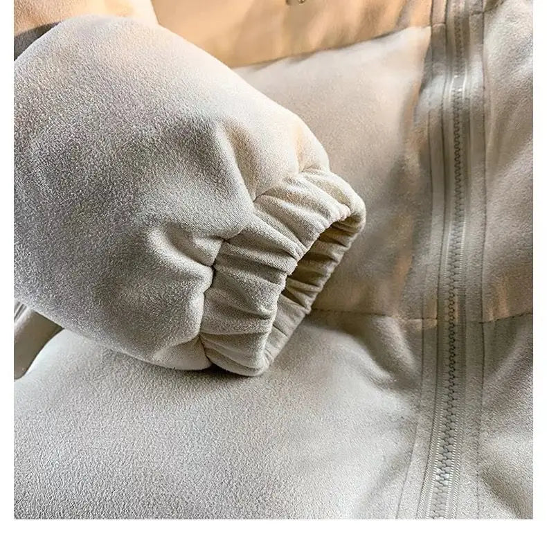 Oversize Letter Embroidered Hooded Cotton Jacket