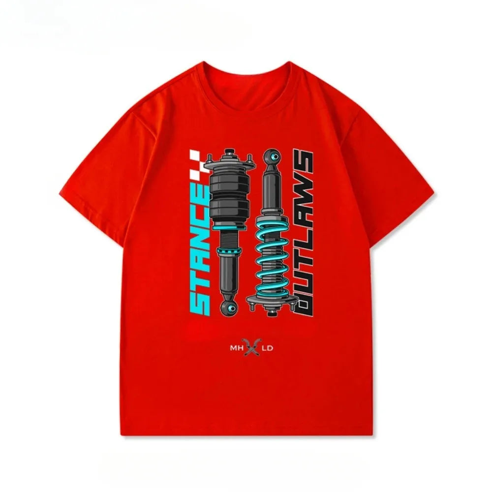 Unisex Modified Car Culture Shock-absorbing Friends Association Loose Short Sleeve