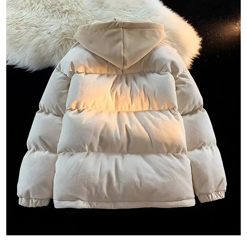 Oversize Letter Embroidered Hooded Cotton Jacket